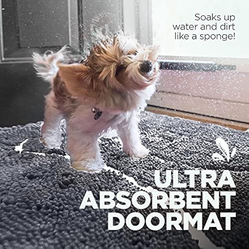 Microfiber Dog Doormat – Large 26x36 Grey/White Bone
