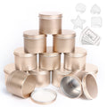 HOTOOLME Gold Aluminum Candle Tins - 12 Pack Round Jars for DIY Making