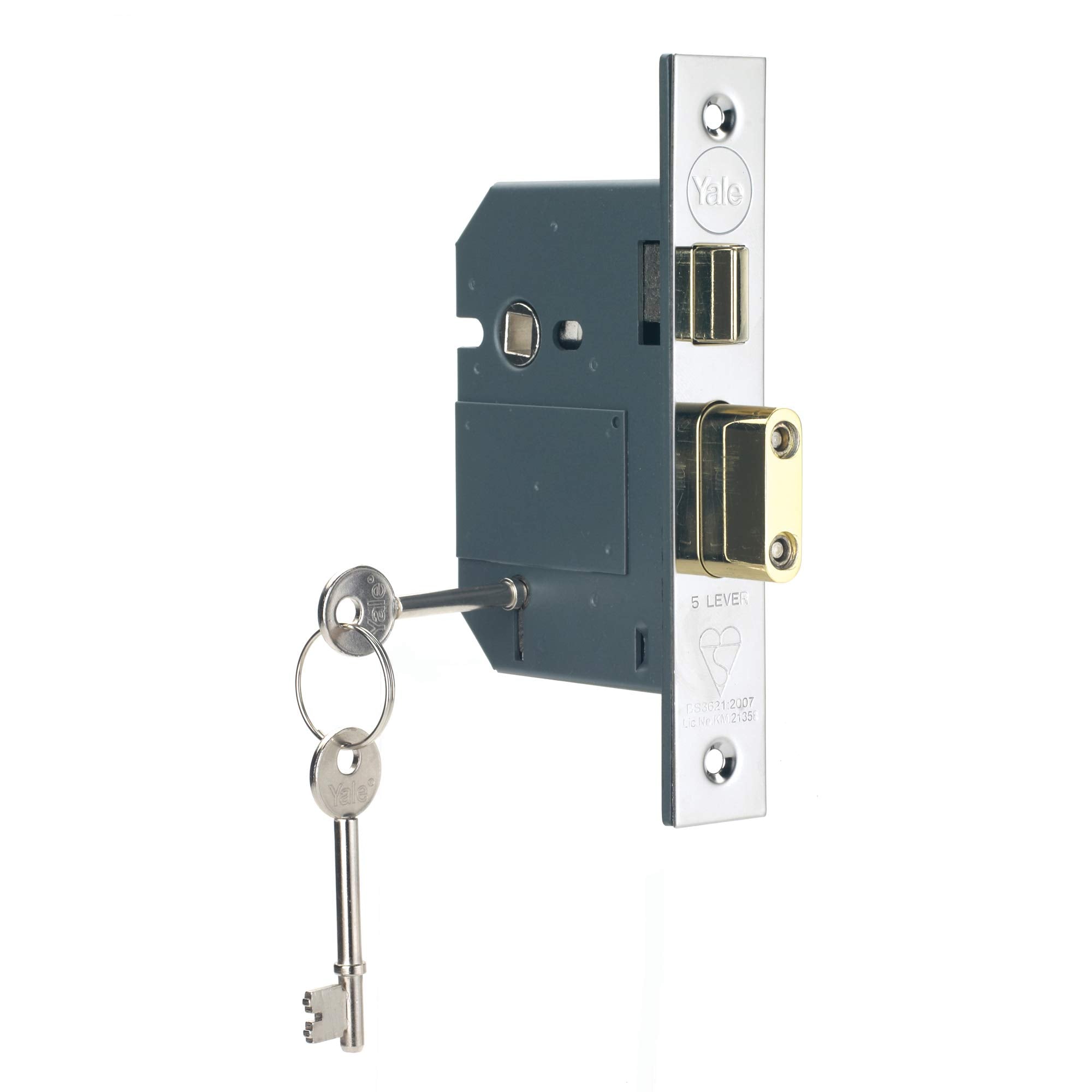Yale 5 Lever Mortice Sashlock – Chrome Finish External Door Lock, 64mm