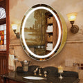 Janboe 71cm Round LED Medicine Cabinet with Defogger - Gold Iron