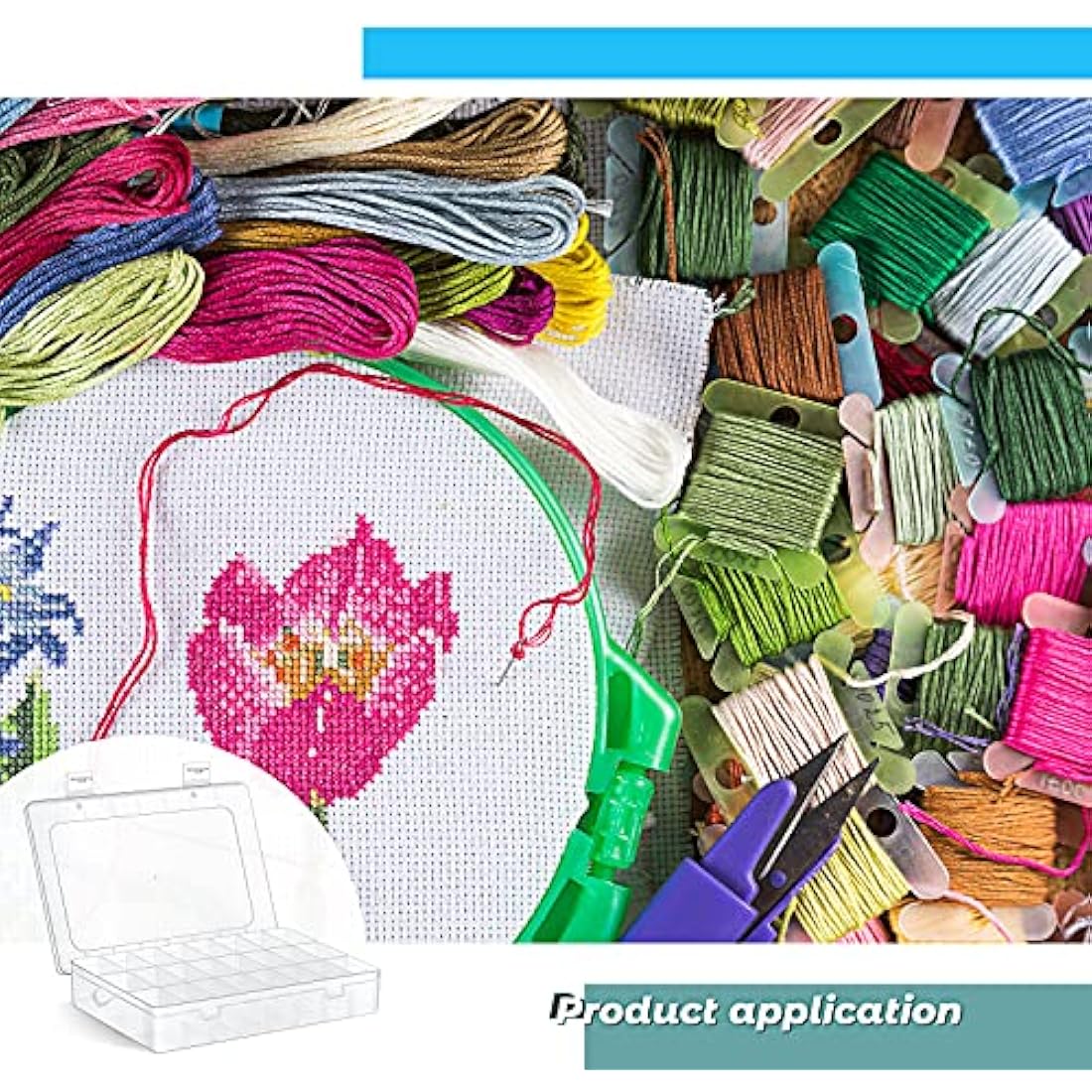Queekay Embroidery Floss Organizer Box Set with 200 Bobbins - 4 Pack