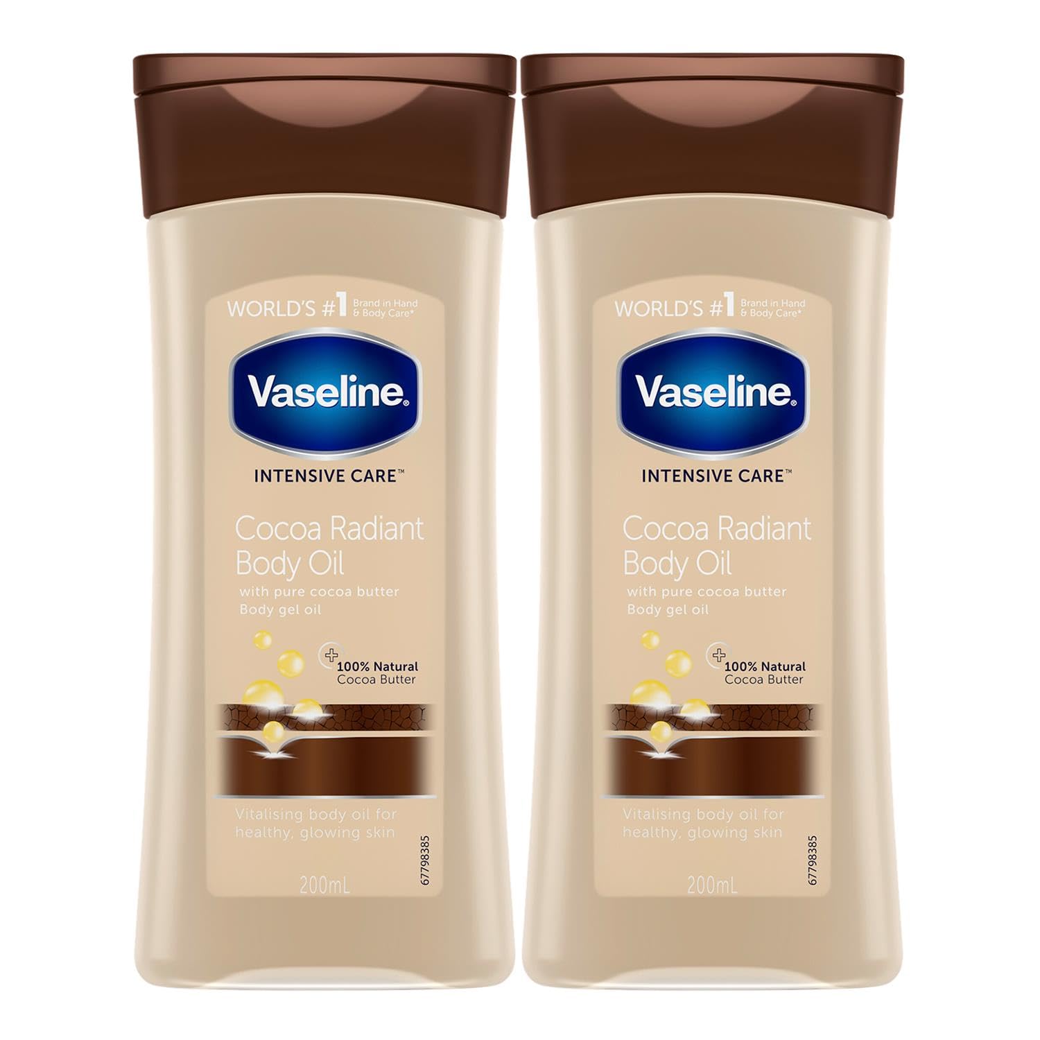 Vaseline Cocoa Radiant Body Gel Oil with Cocoa Butter - 6.8 oz (2 Pack)