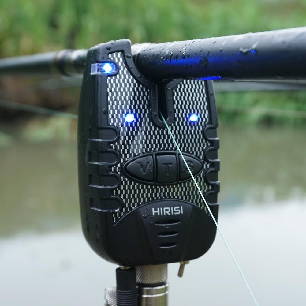 Hirisi Tackle Carp Fishing Bite Alarm and Swinger Set | Blue & Red LED