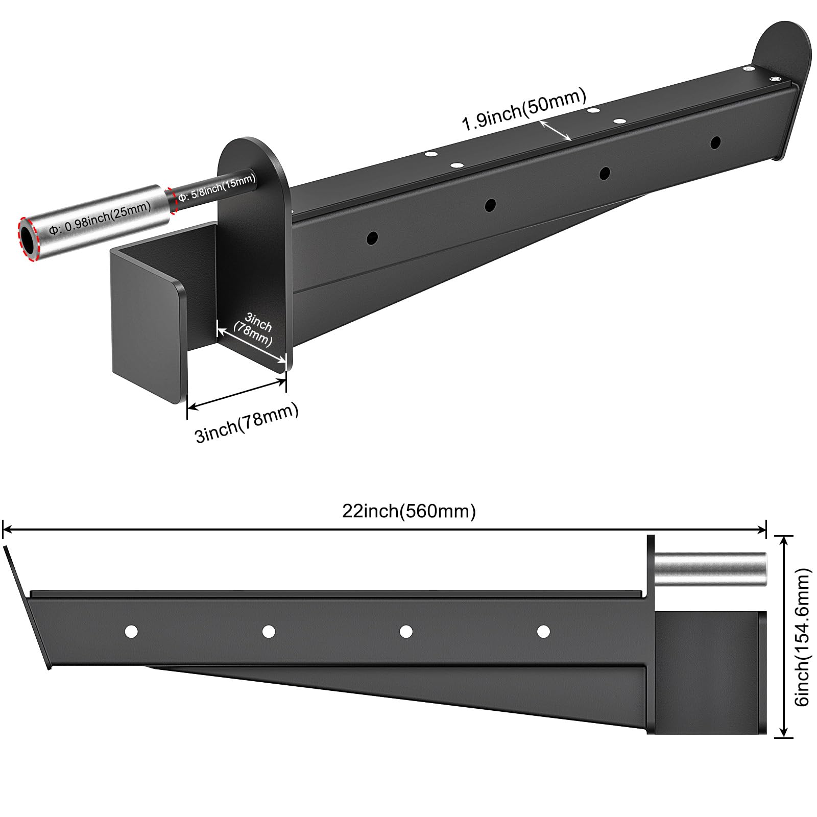 Kipika Safety Spotter Arms for 3x3 Power Racks with 5/8 and 1 Inch Holes