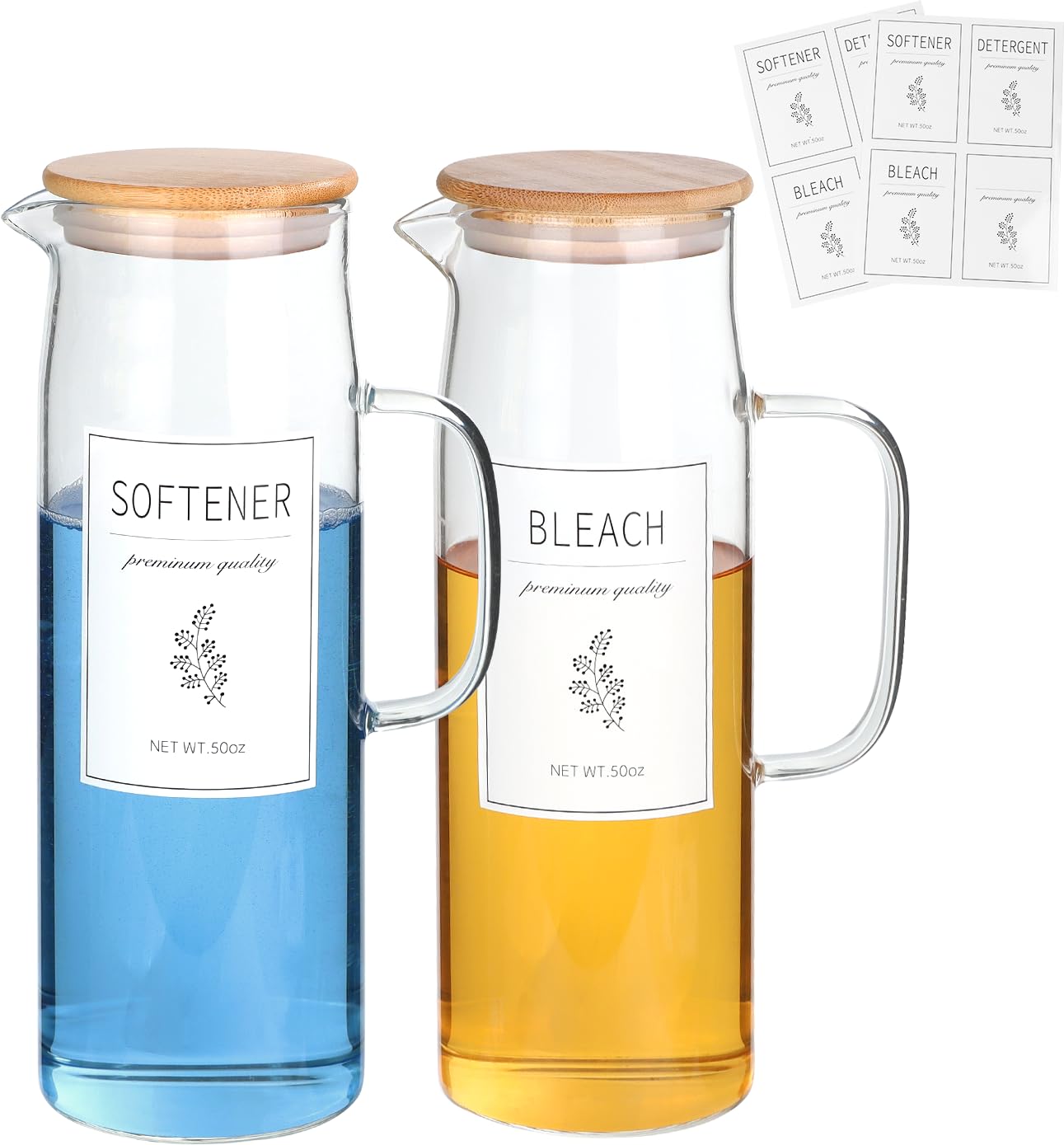 KitHero Laundry Detergent Dispenser Set - 2 Pack 50oz Glass Containers