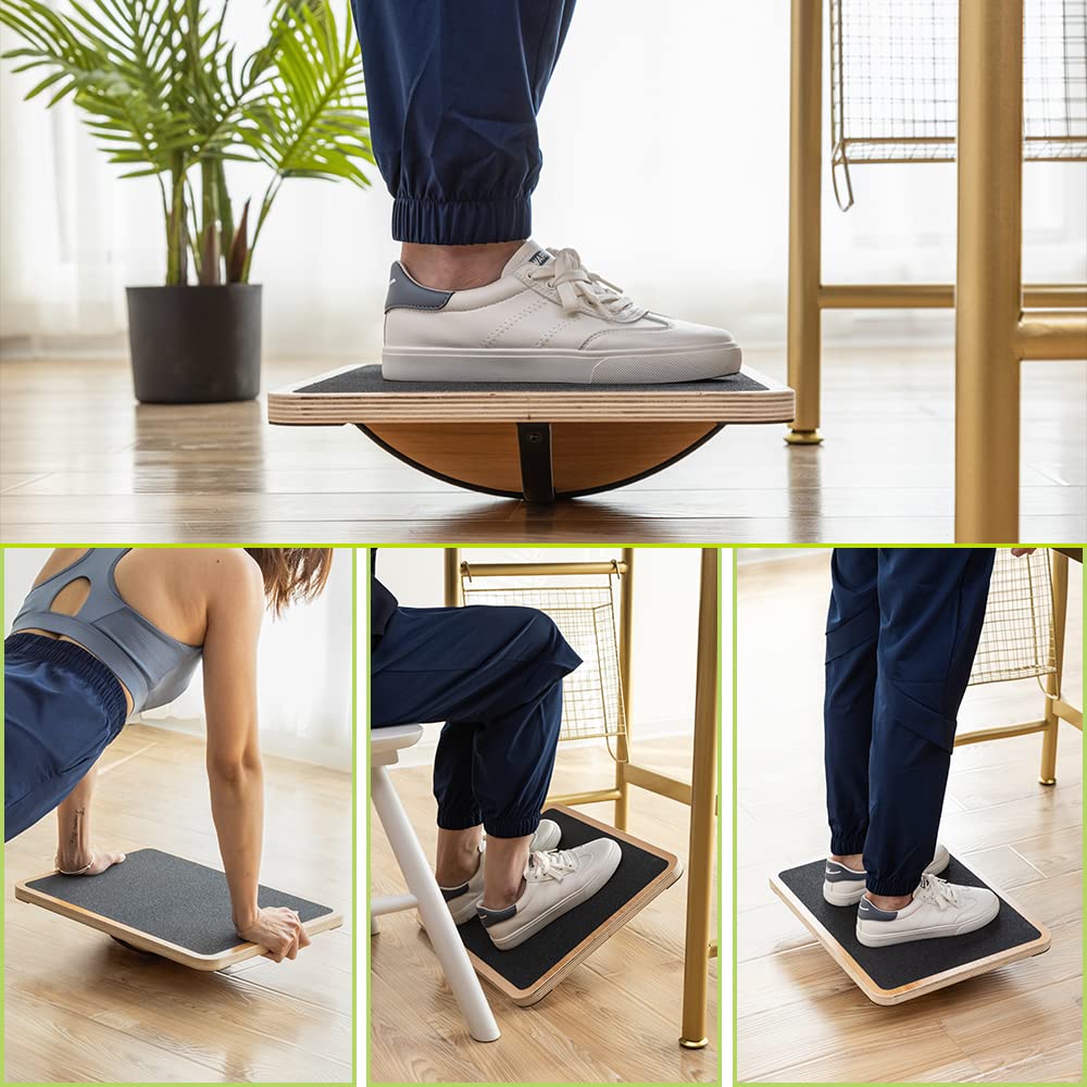 StrongTek Wooden Balance Board – 360° Rotation Core Stability Trainer
