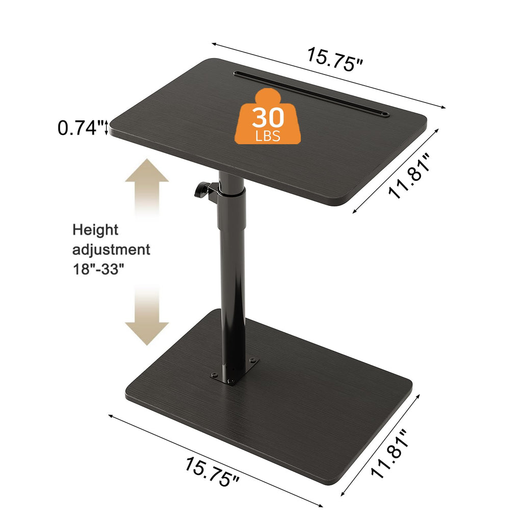 CAIYUN C Shaped Side Table, Height Adjustable Swivel 360° Rotating, Black End Table Set of 2 for Small Spaces - image 3
