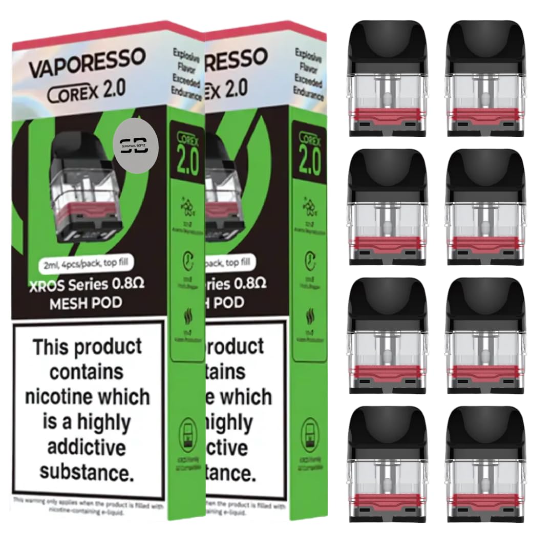 Vaporesso Xros Replacement Pods - 0.8 Ohm Cartridges (8 Pack)
