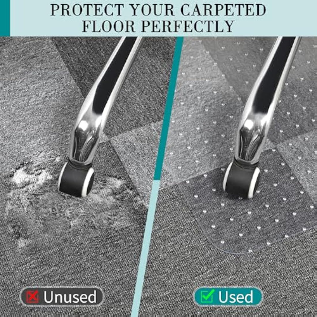 BesWin Office Chair Mat for Low Pile Carpet | 90x120cm Clear PVC Protector