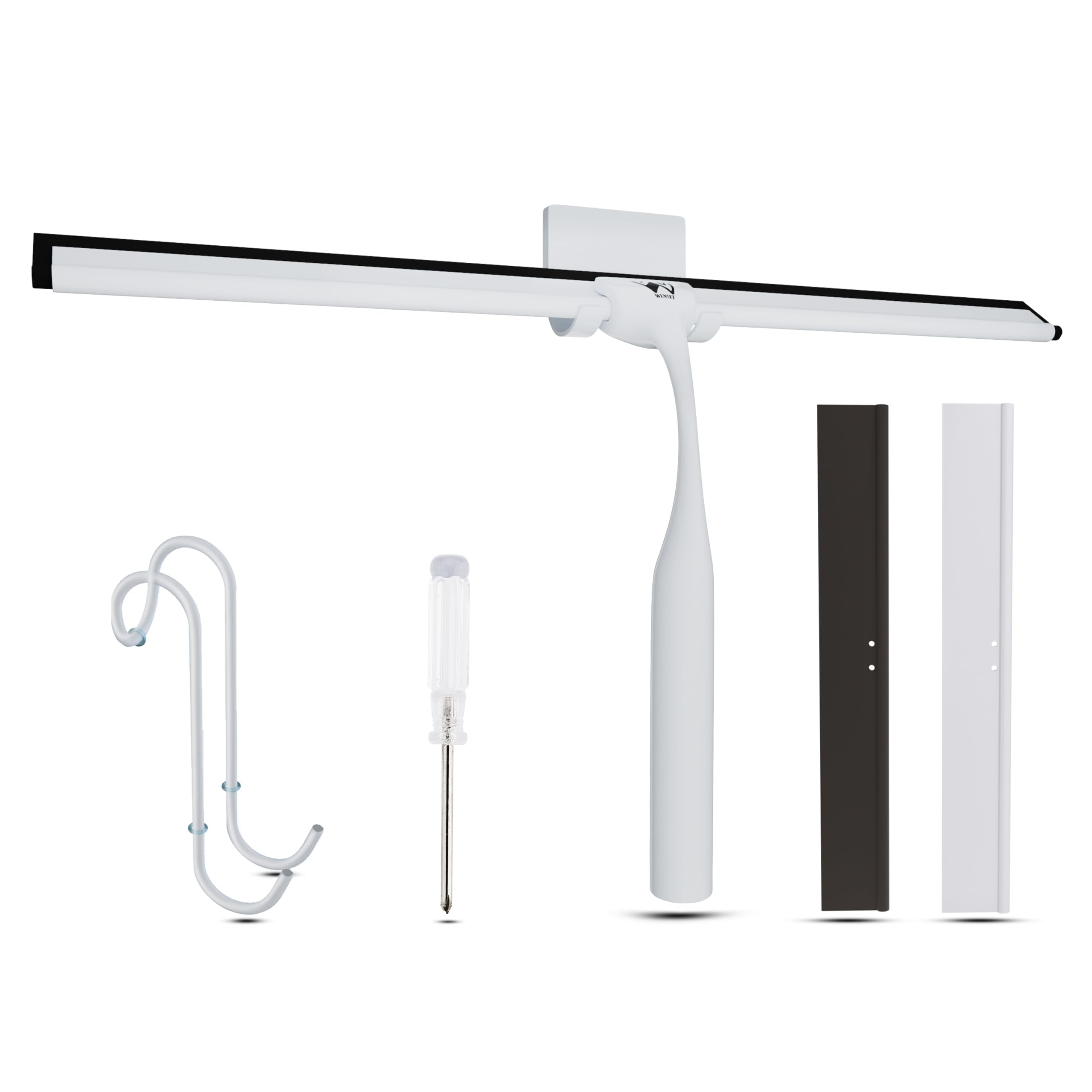 Wunset 30cm Shower Squeegee | 6-Piece White Stainless Steel Set