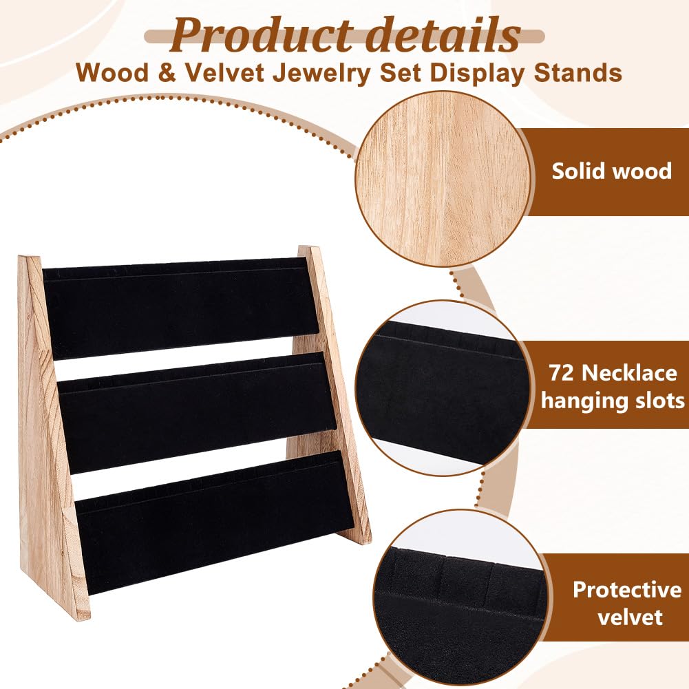 PH PandaHall 3-Tier Necklace Jewellery Display Holder, Wood Pendant Holder - image 4