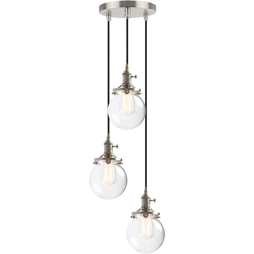 Phansthy 3-Light Cluster Chandelier – Vintage Globe Glass Pendant