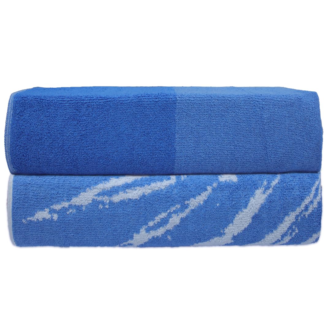 SweetNeedle Cotton Beach Towels | Pack of 2 Hawaii Blue Palm Design
