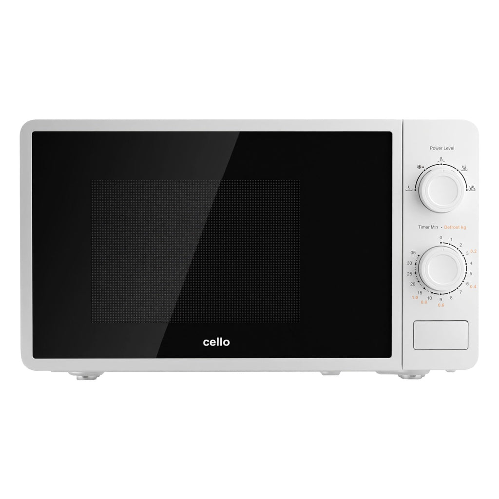 Cello 800W Microwave Oven | 20L Capacity with Defrost Function - White