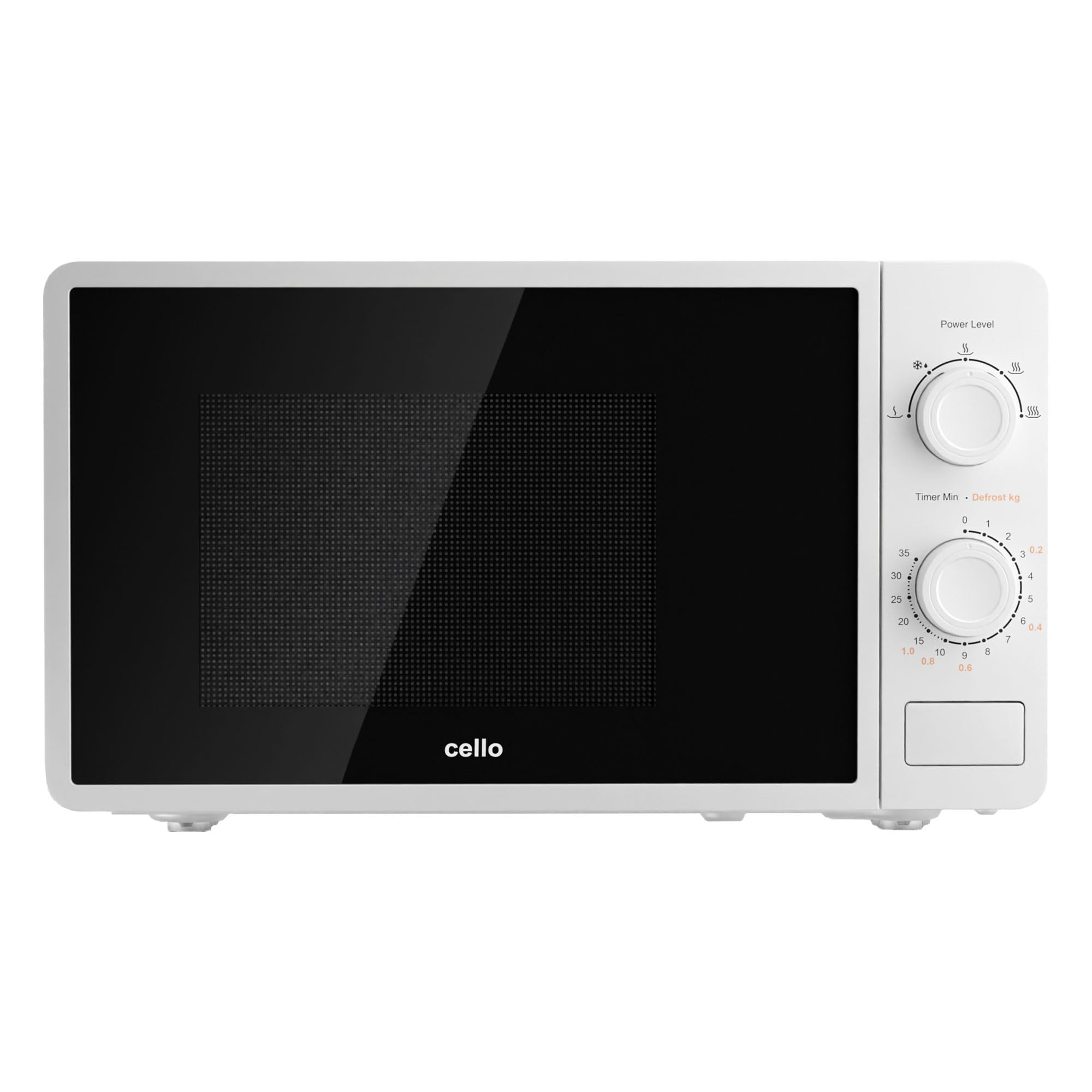 Cello 800W Microwave Oven | 20L Capacity with Defrost Function - White