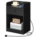 HOOBRO Bedside Table with Charging Station | Nightstand with Drawer