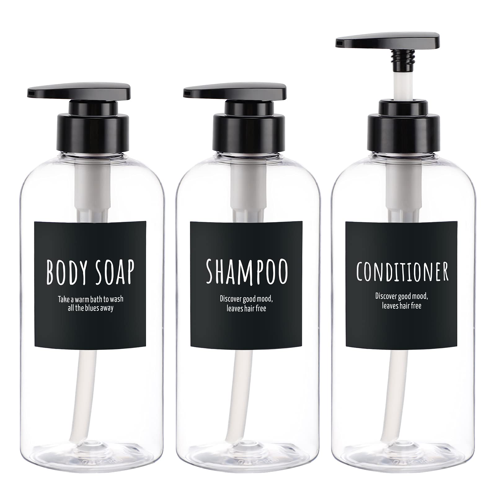 Segbeauty 3-Pack Refillable Shower Bottles | 500ml PET Plastic Pump Set