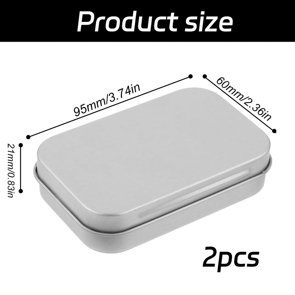Gaaines 2 Pcs Rectangular Small Tin Boxes, for Key Coin OrganizerSilver