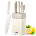 Jolof Store 7-Piece Stainless Steel Kitchen Knife Set with Block
