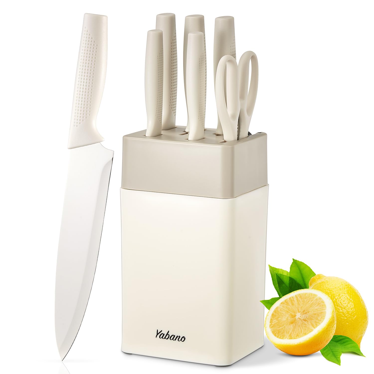 Jolof Store 7-Piece Stainless Steel Kitchen Knife Set with Block