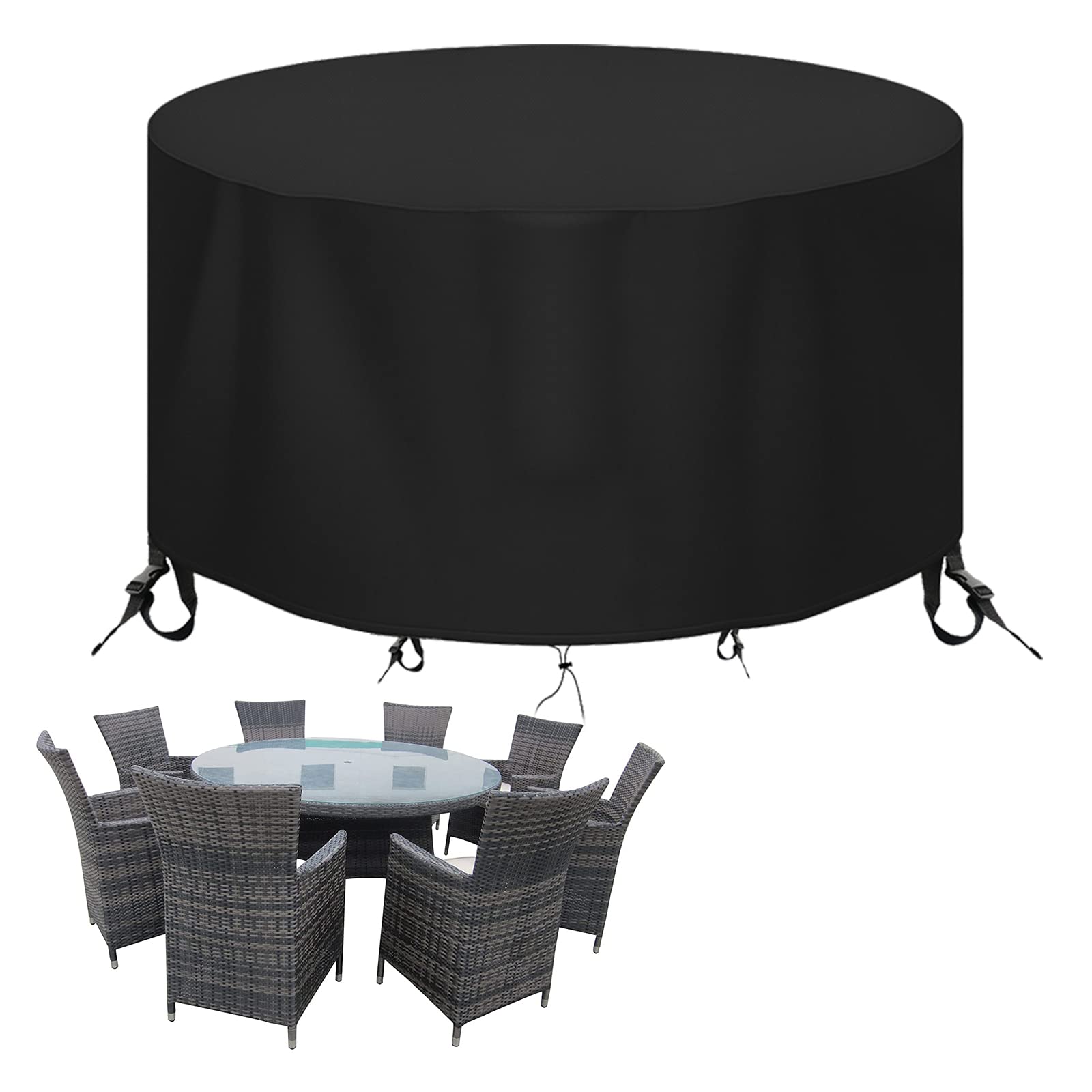 Jolof Store Round Patio Table Cover – Heavy Duty 600D Waterproof Oxford