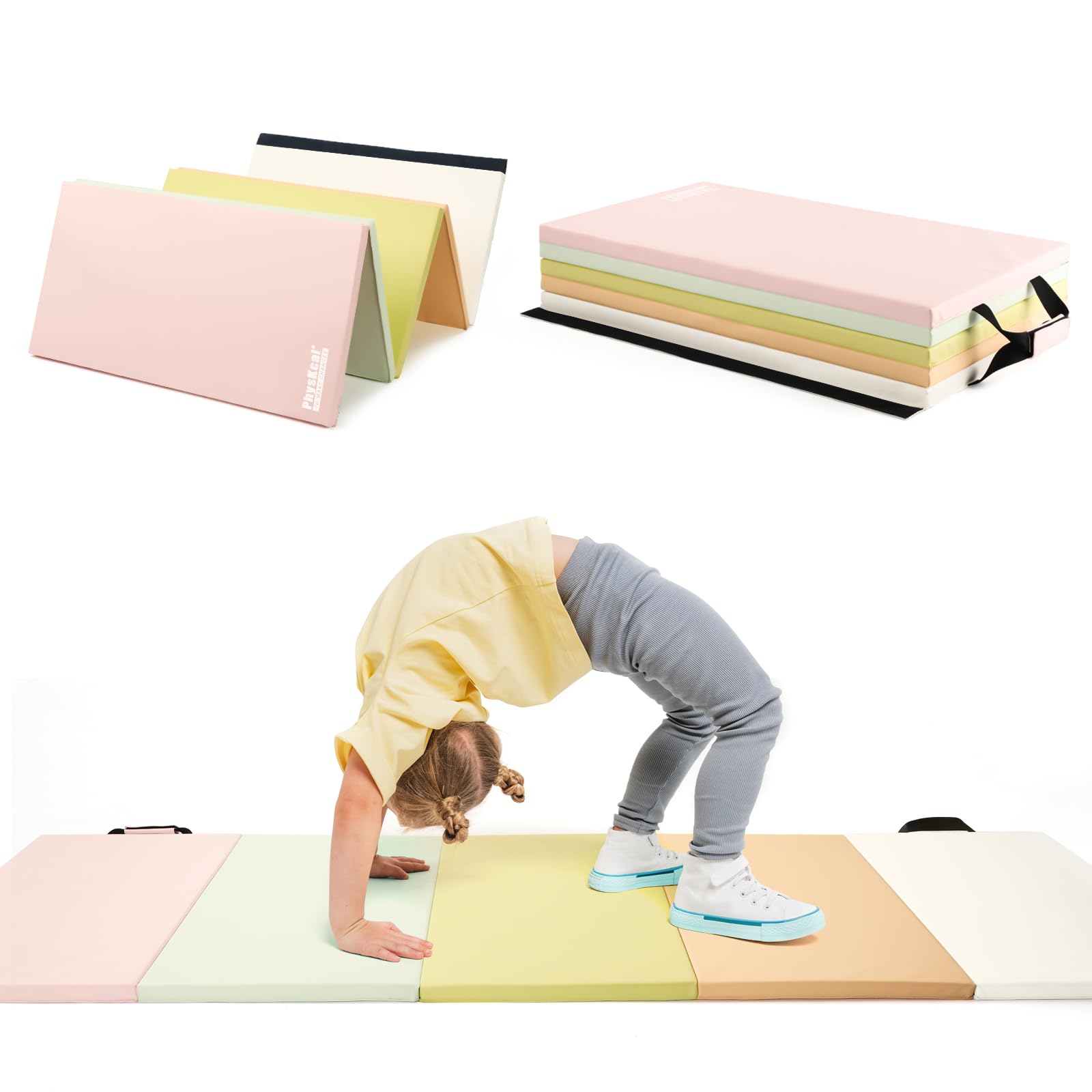 PhysKcal 5-Panel Folding Gymnastics Tumbling Mat | 6.4ft Thick Exercise Mat