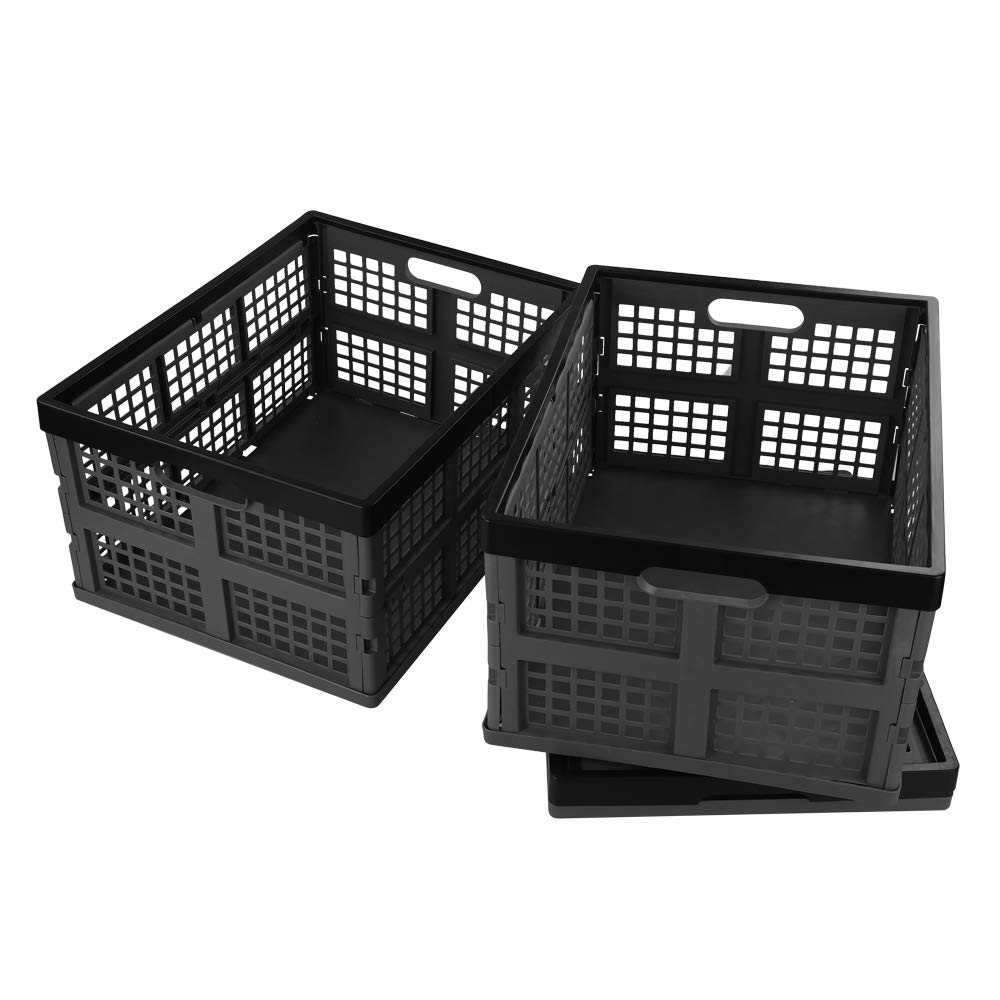 Bringer 30 L Plastic Collapsible Storage Bin, Set of 3 Folding Storage Crate Basket - image 1