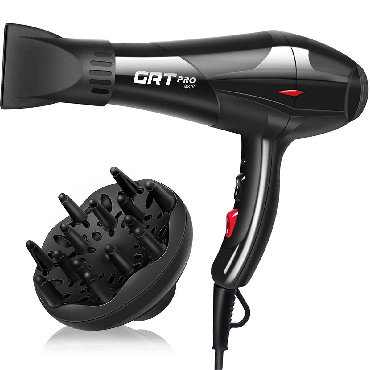 GRT PRO 3500W Ionic Hair Dryer – Professional AC Motor with Diffuser