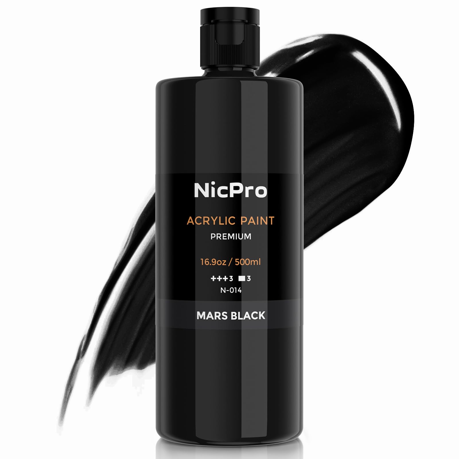 Nicpro Black Acrylic Paint - 16.9 oz Matte Non-Toxic Craft Paint