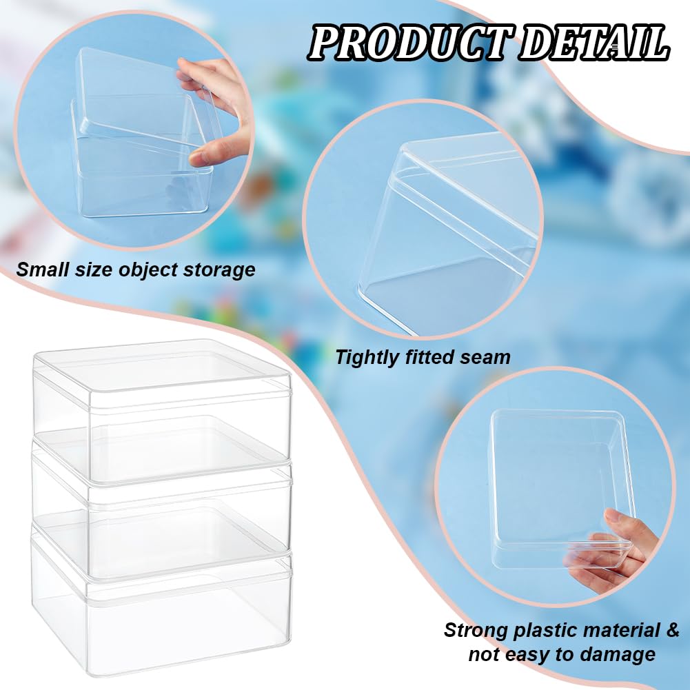 BENECREAT 4Pcs Acrylic Storage Boxes with Lids, 12x13x6cm Square Storage Containers Cube Storage Display Box for Wedding, Party, Treats - image 4