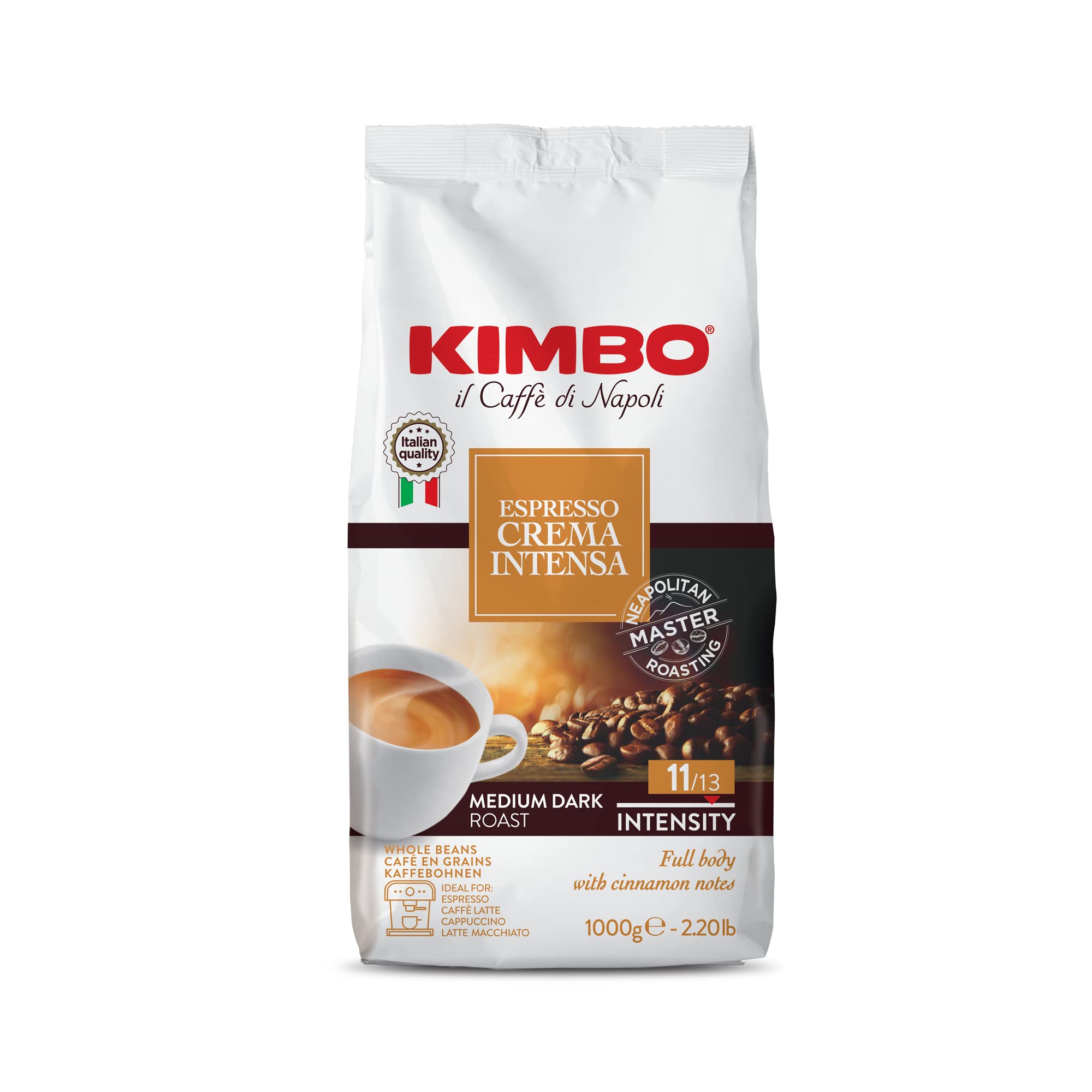 Kimbo Espresso Crema Intensa – Italian Whole Bean Coffee, 6 x 1kg