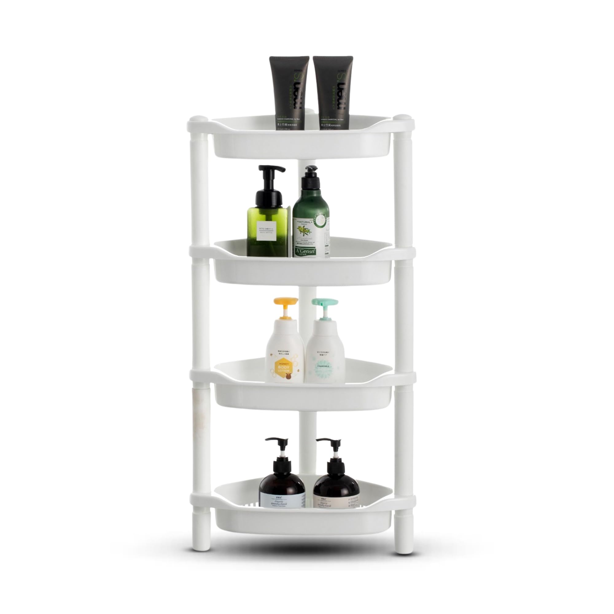 Qualiware 4-Tier Corner Shower Caddy – Rustproof Plastic Bathroom Shelf