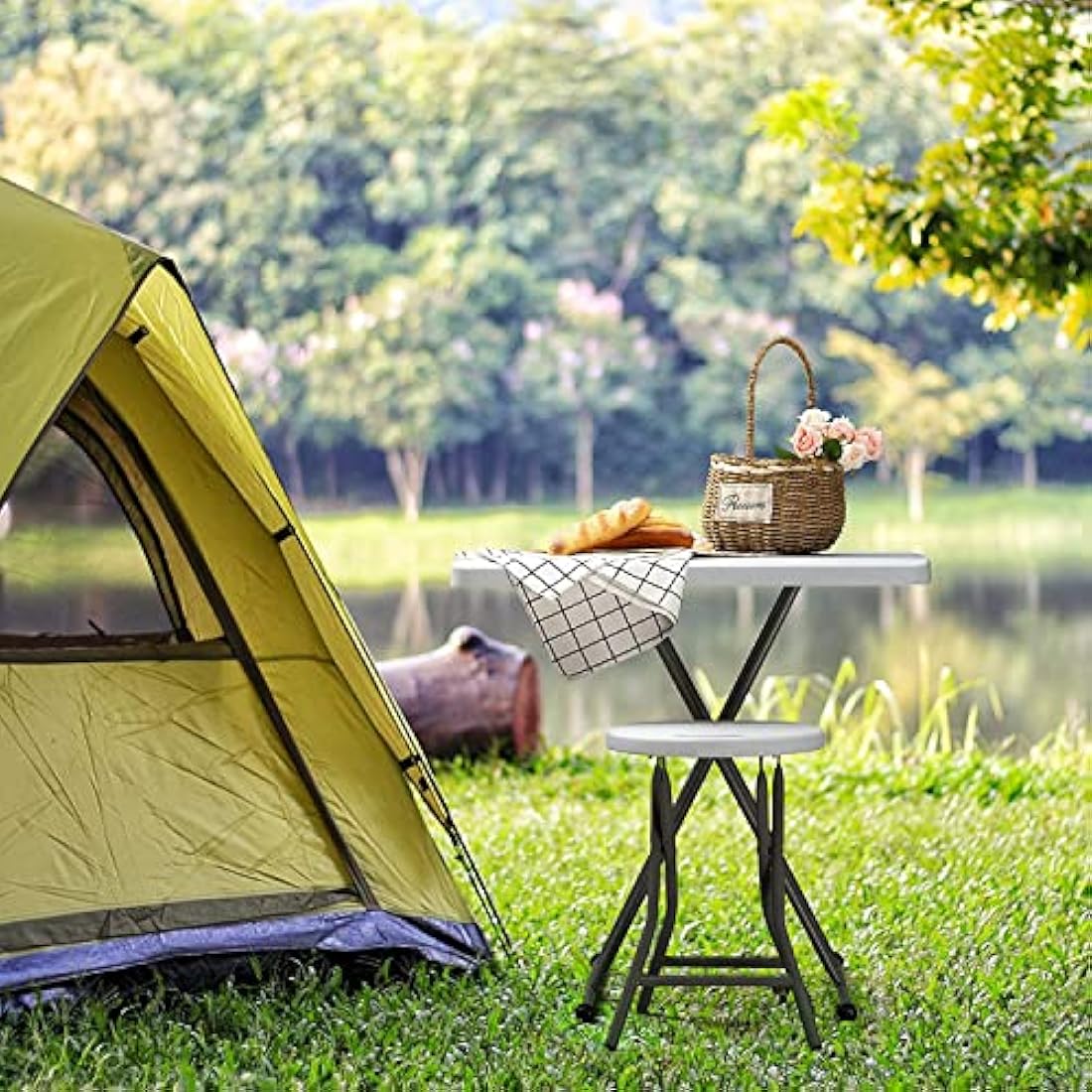 HollyHOME 2.5FT Folding Table | Height Adjustable Portable Picnic Table