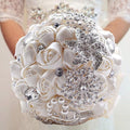 Jolof Store Satin Rose Bridal Bouquet – Diamond & Pearl Wedding Flowers