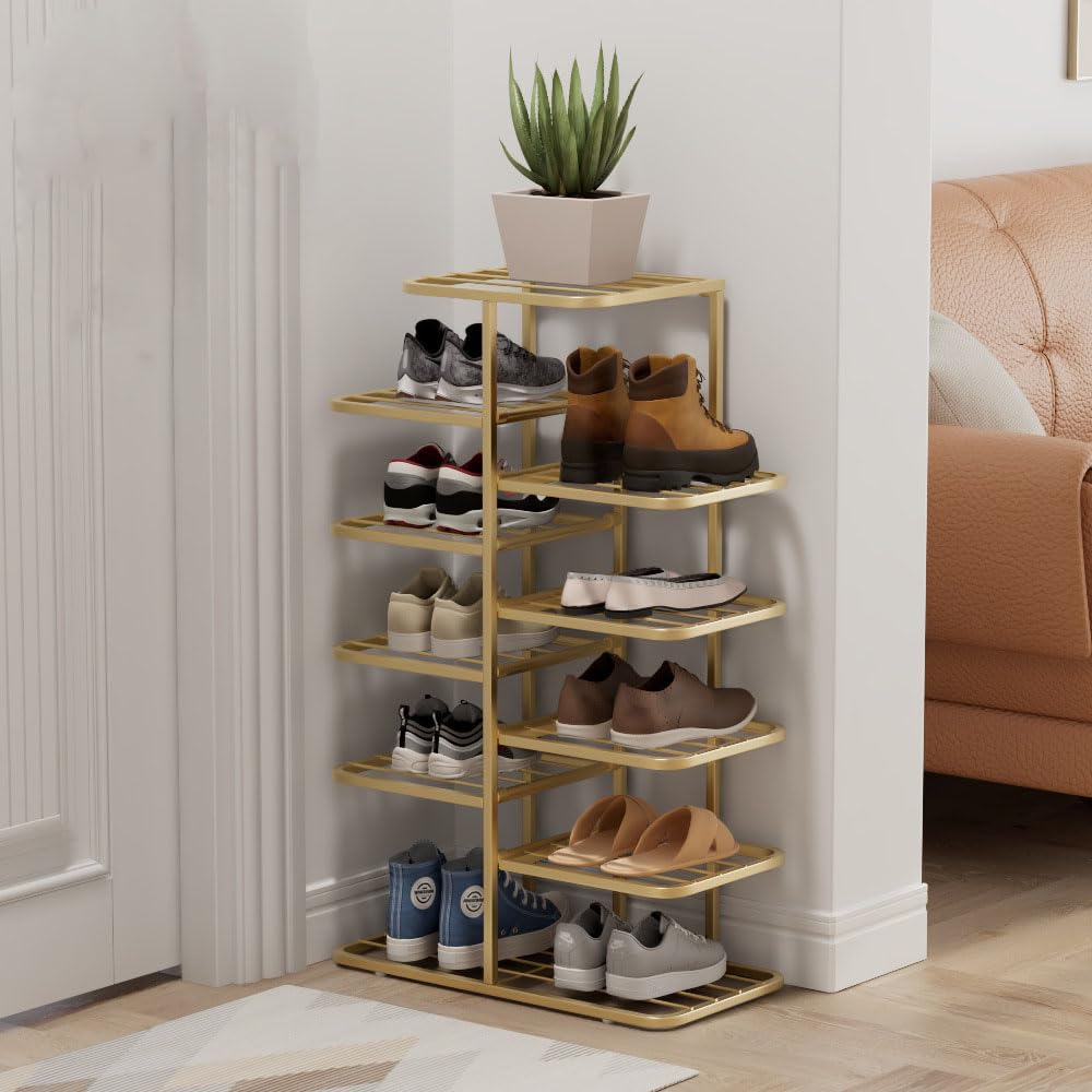 YOUSIS Vertical Shoe Rack Gold Metal, Multi Tier Shoe Storage Organizer - image 1