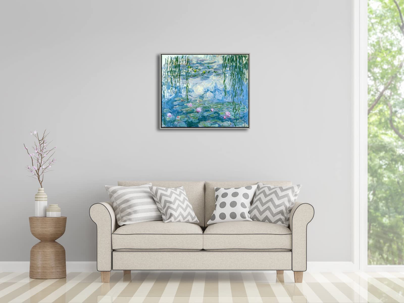 Wieco Art Water Lilies by Claude Monet Framed Canvas Wall Art – 20x24