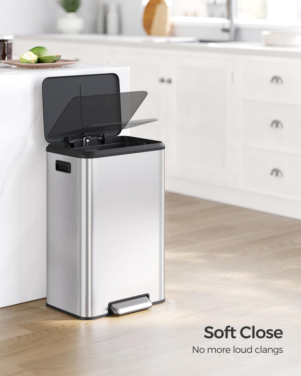 Songmics 40L Kitchen Pedal Bin | Soft Close Stainless Steel Waste Bin