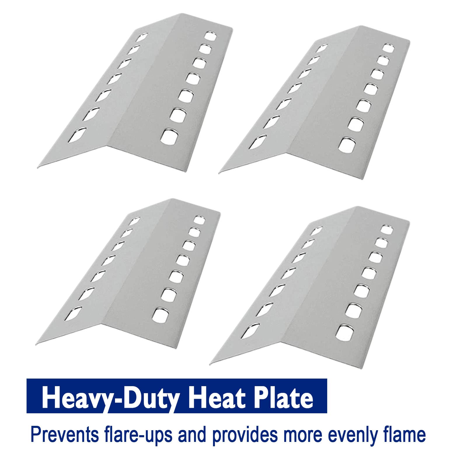 GriHero Stainless Steel Burner Covers - 4-Pack BBQ Heat Plates (41x14cm)