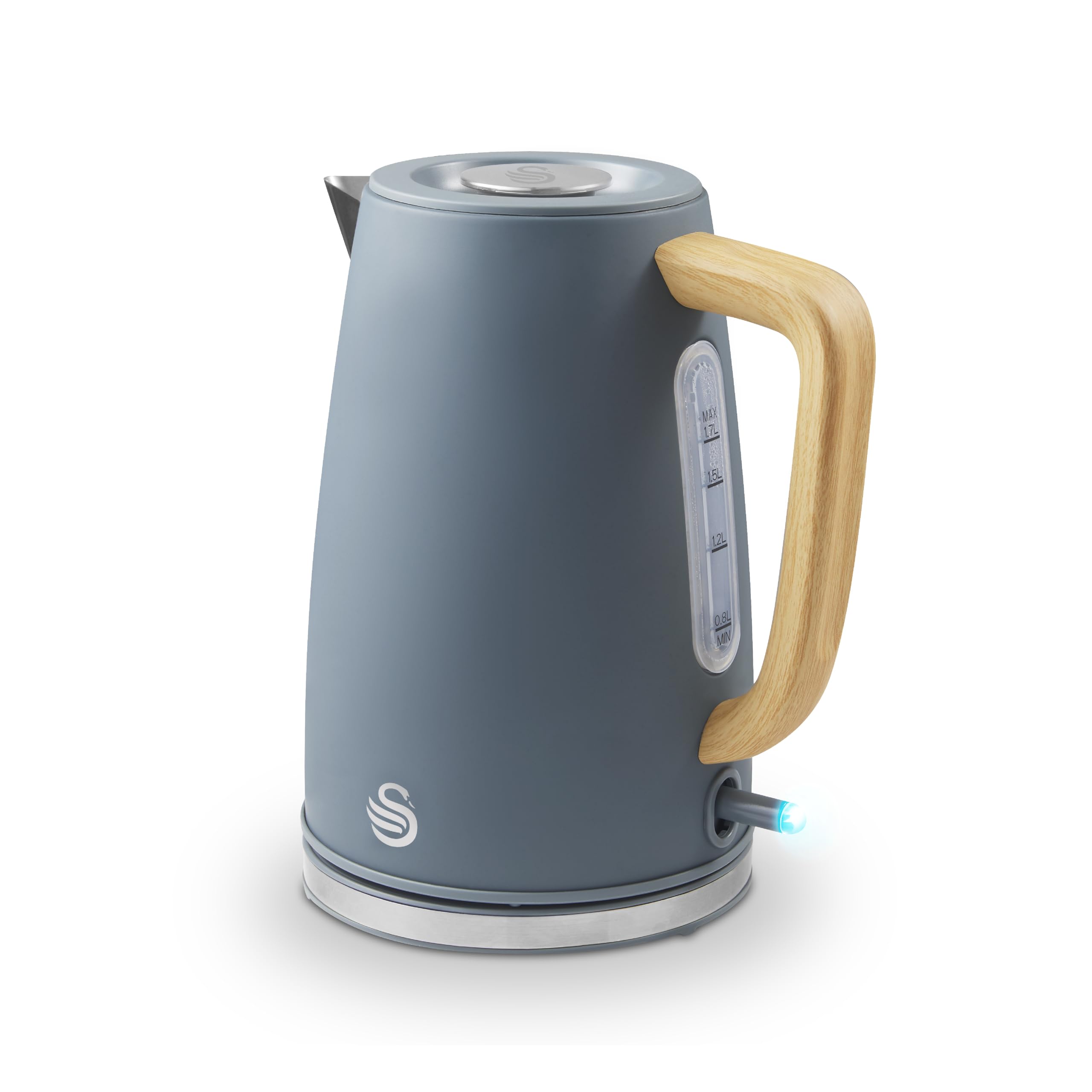 Swan Fjord 1.7L Rapid Boil Electric Jug Kettle – Grey & Wood Effect