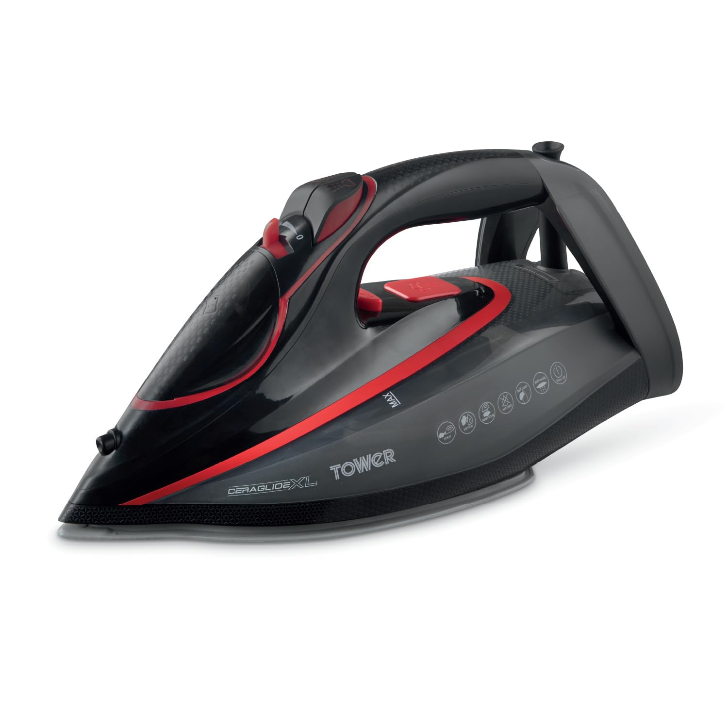 Tower T22034RED Steam Iron | 3100W Ceraglide XL Ceramic Soleplate - Red