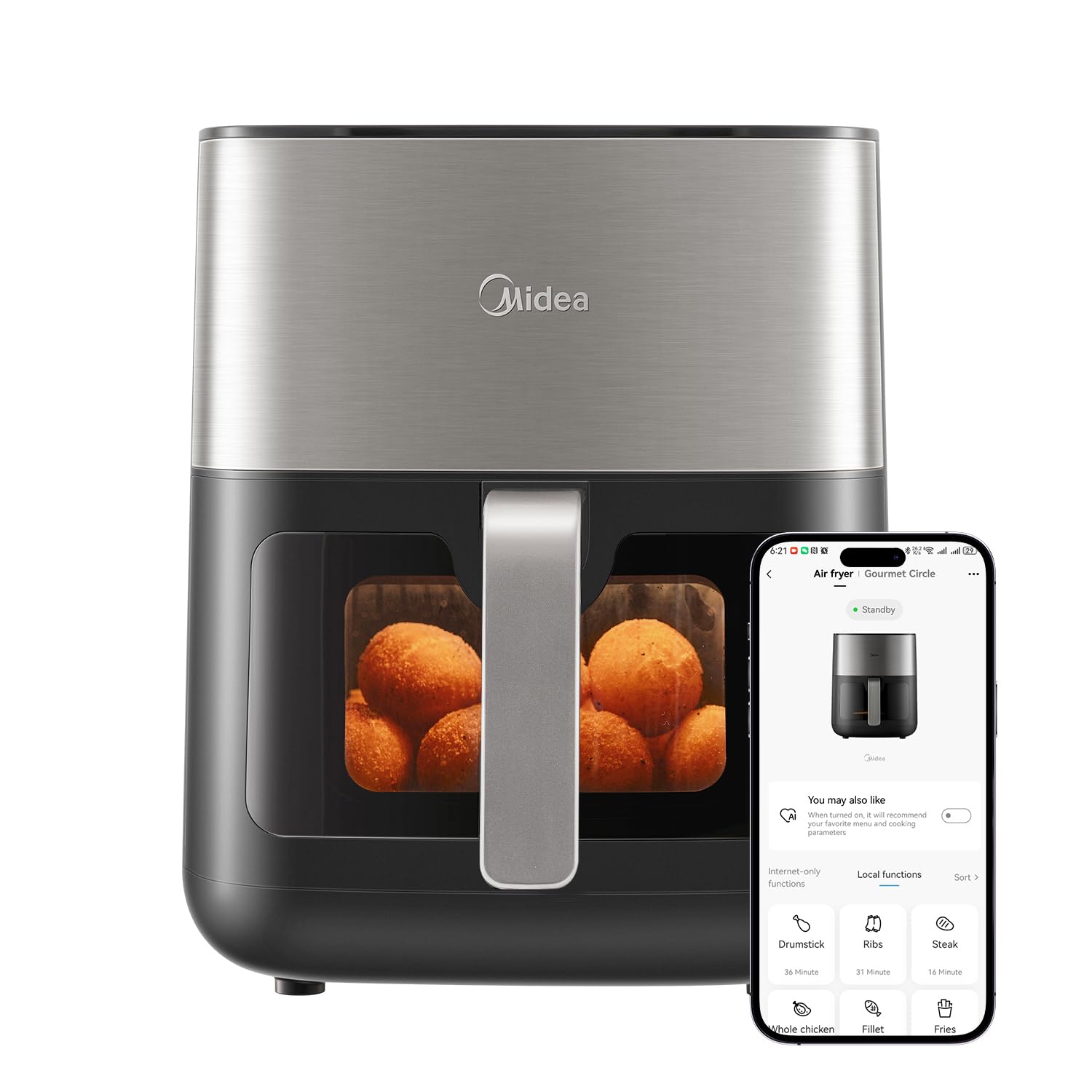 Mdiea 6L Air Fryer – Double Tube Heating & LED Display Kitchen Appliance