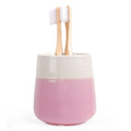 Autumnlife Ceramic Toothbrush Holder – 12 oz Pink Mouthwash Cup for Bathroom