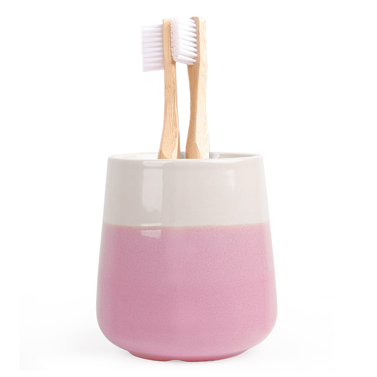 Autumnlife Ceramic Toothbrush Holder – 12 oz Pink Mouthwash Cup for Bathroom
