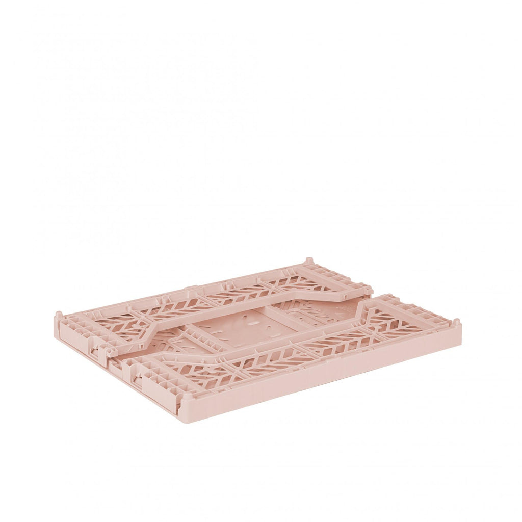 Ay-Kasa Folding Crate, Sturdy Folding Box, Plastic, Stackable, Milk Tea, Midi 40 x 30 x 14 cm