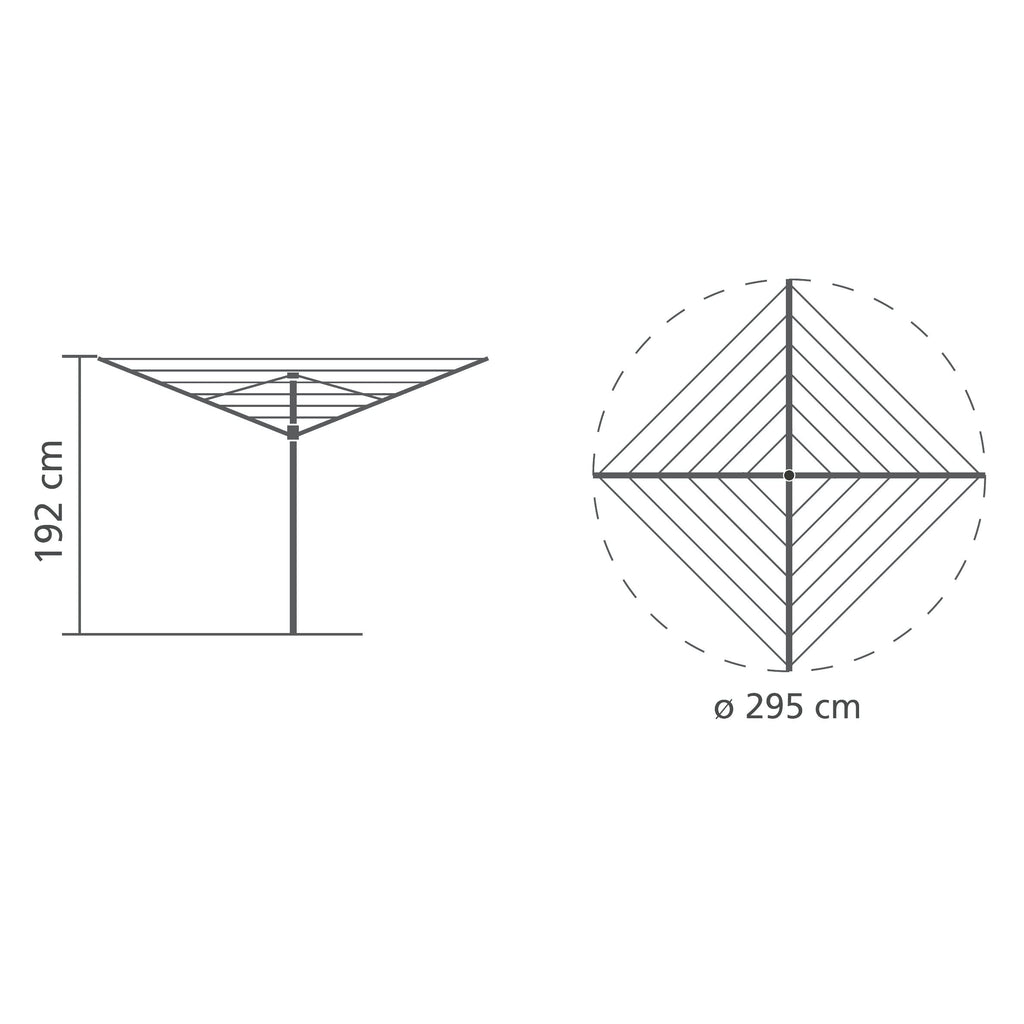Brabantia Topspinner Rotary Washing Line | 60m Dryer with Ground Spike