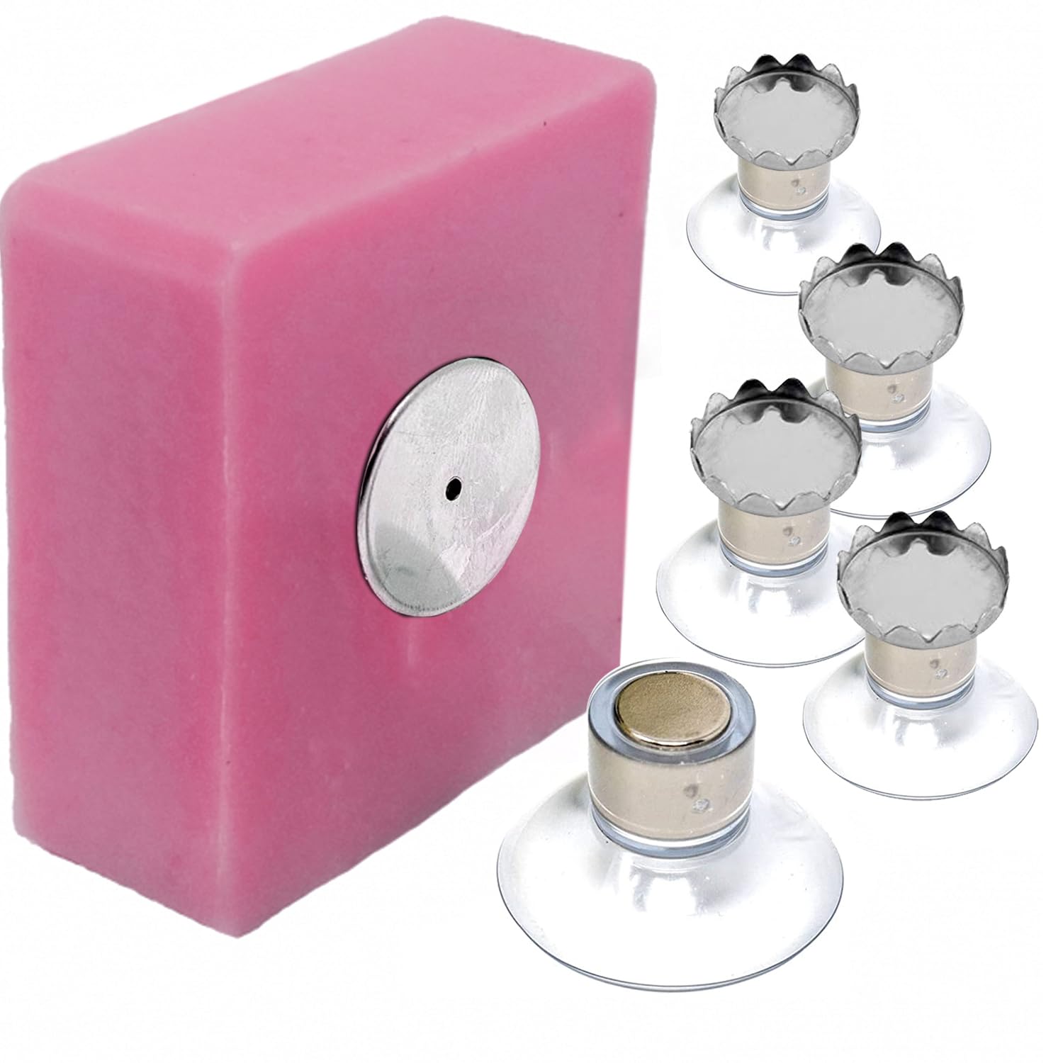 Magnetic Soap Holder Set of 5 - Stainless Steel Suction Cup