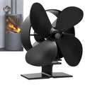 BenkerEsti 4-Blade Heat Powered Wood Stove Fan | Silent Black Log Burner