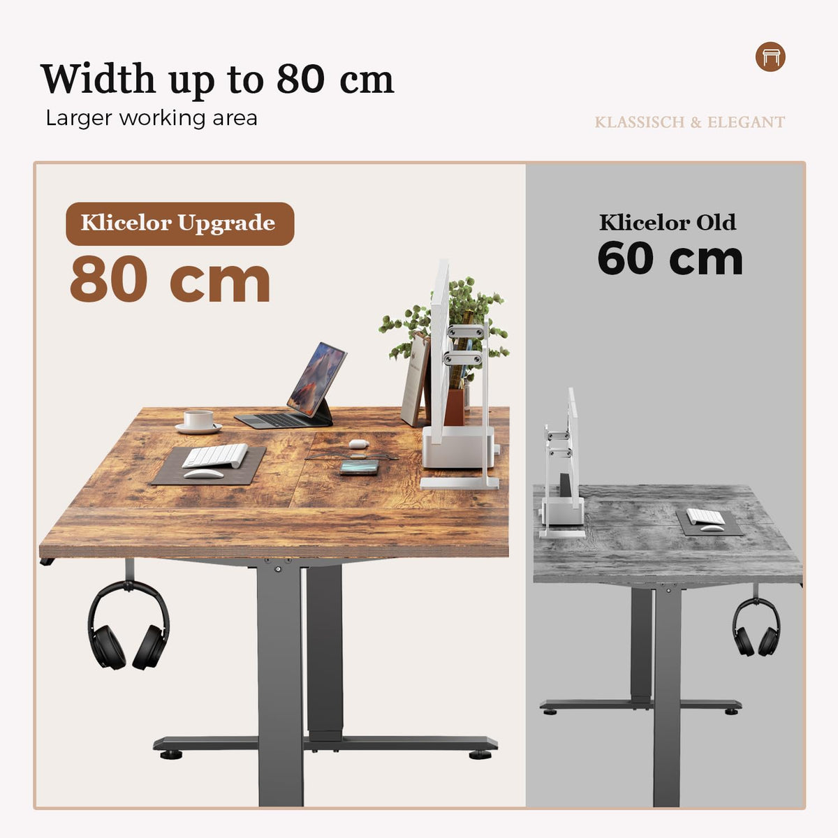 Klicelor Height Adjustable Electric Desk, 2 Memory Buttons, 140x80cm - image 3