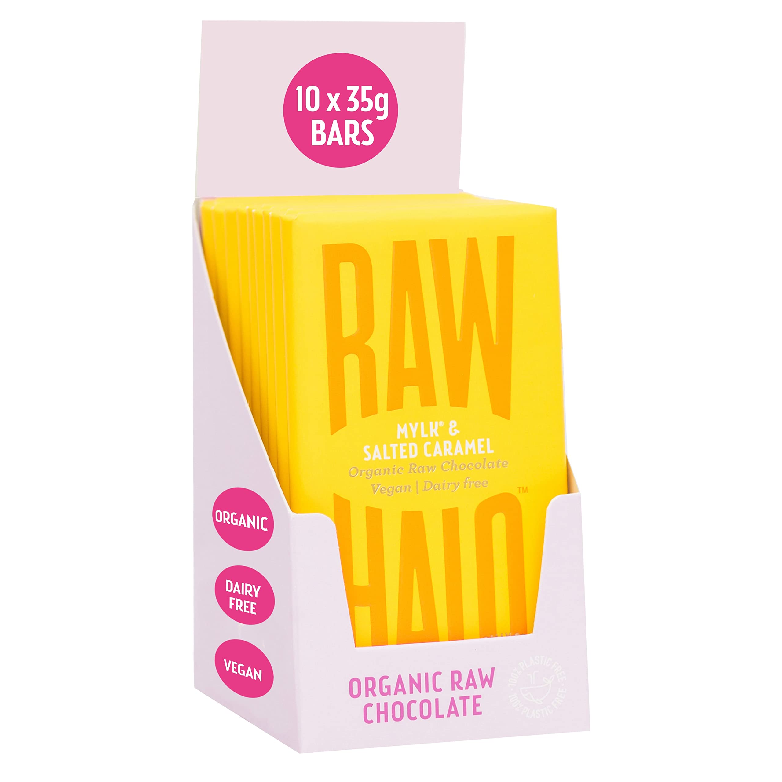 Raw Halo Vegan Mylk & Salted Caramel Organic Chocolate - 10 x 35g