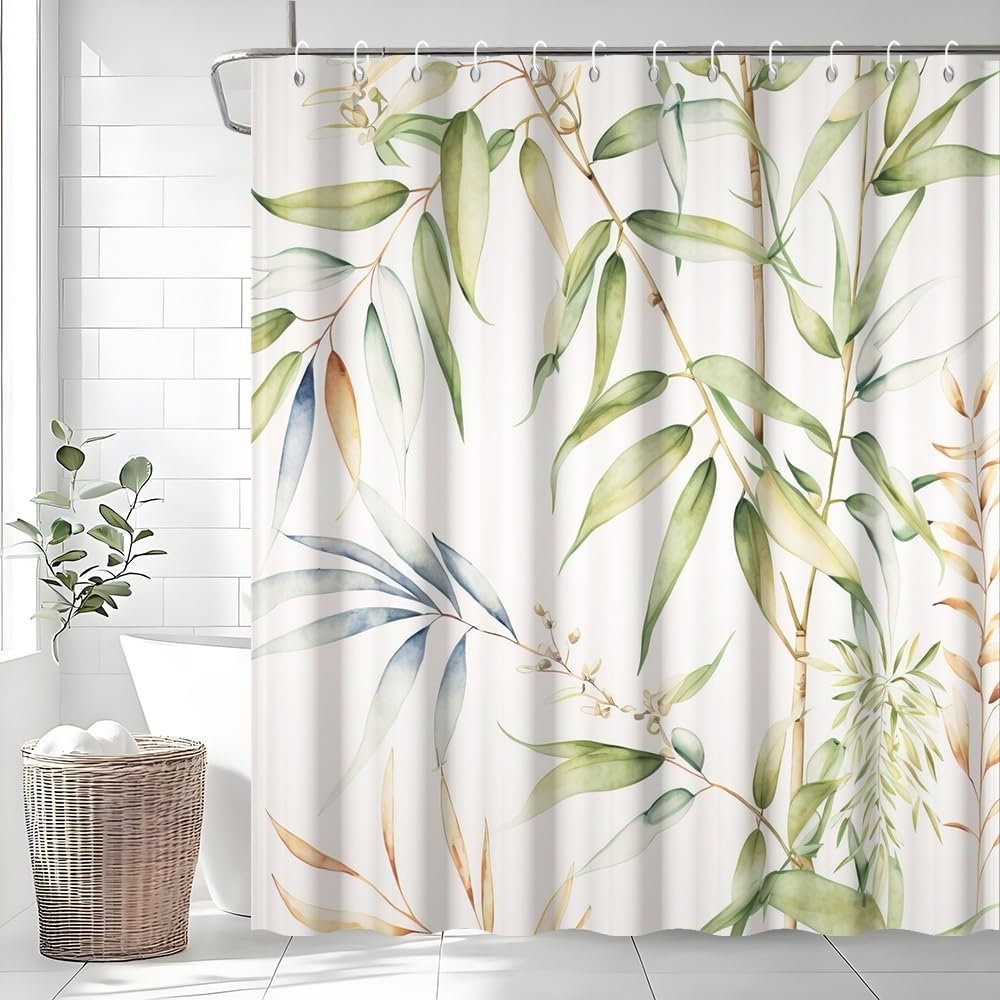 Uiiooazy Bamboo Zen Shower Curtain | Waterproof Mildew Proof Polyester
